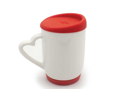 Custom White Ceramic Mugs with Silicone Cap & Base – Logo Printed Drinkware - Novelty