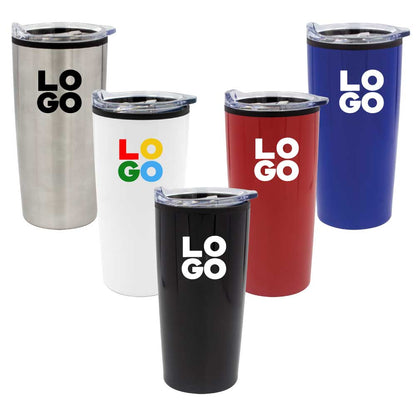 Custom Double-Wall Travel Mugs with Clear Lid – 500ml | Logo Printed Stainless Steel Mugs - Novelty