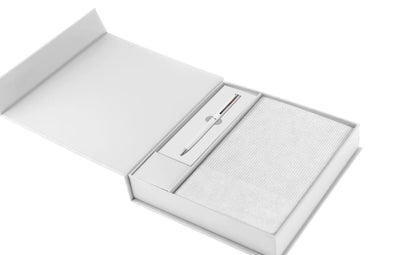 A5 Hard Cover Notebook With Pen - White - Novelty